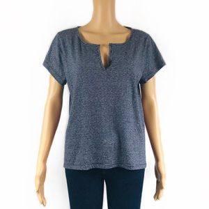 J. Crew Deep V Gray Striped T-Shirt- Size L